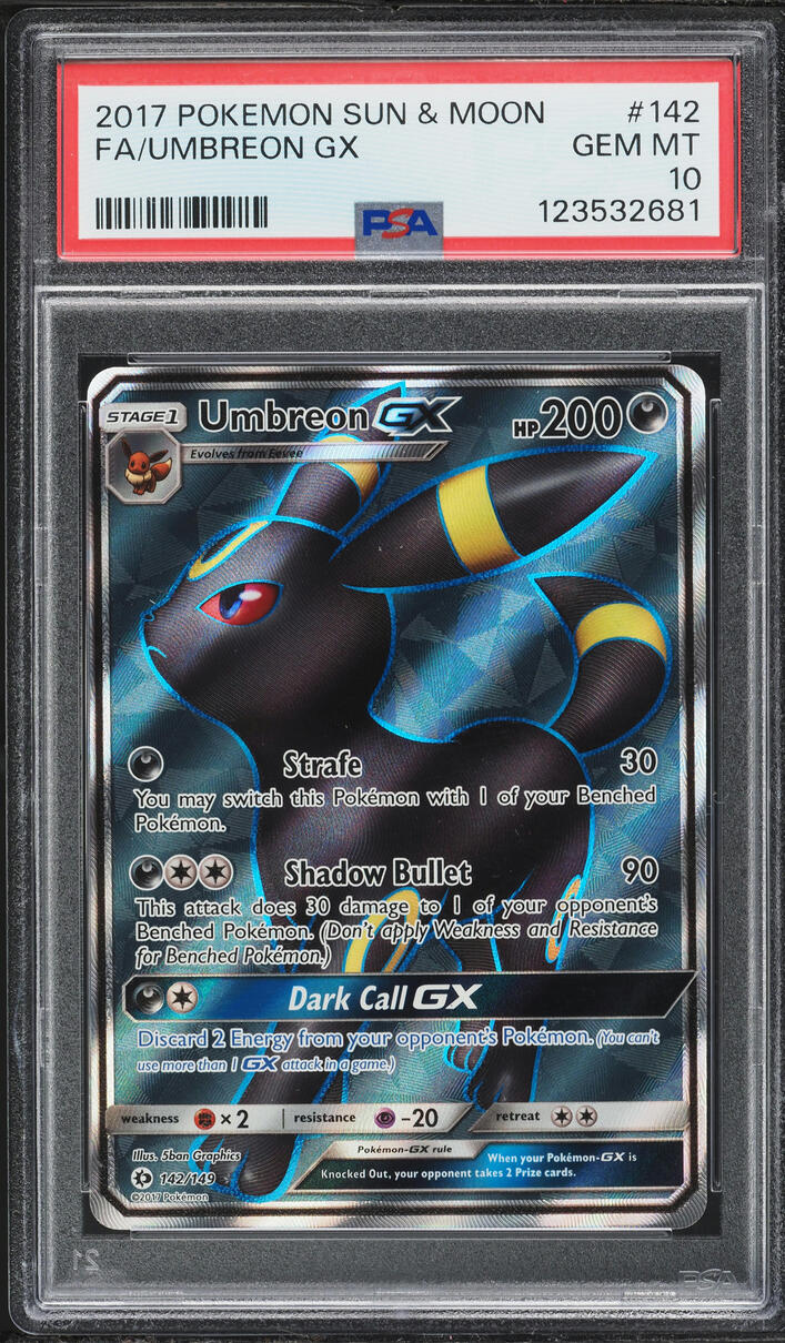 2017 Pokemon Sun & Moon Full Art Umbreon GX #142 PSA 10 GEM MINT