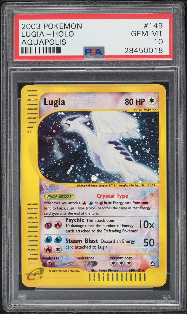 2003 Pokemon Aquapolis Holo Crystal Lugia #149 PSA 10 GEM MINT