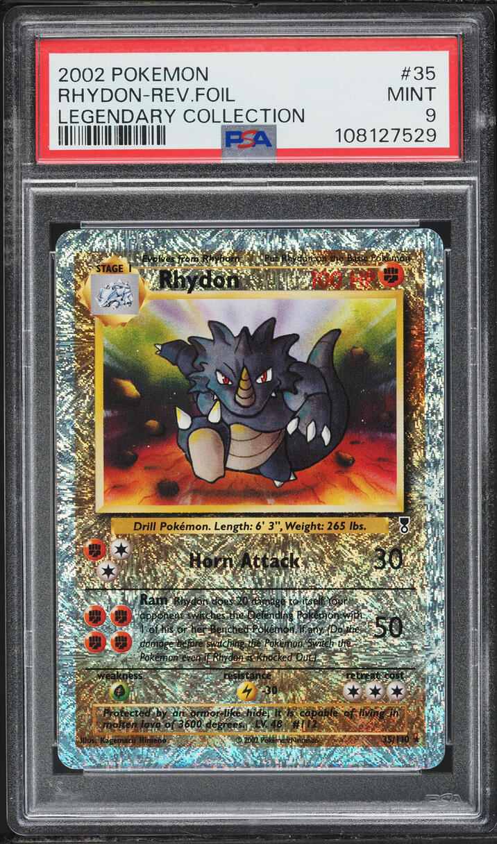 2002 Pokemon Legendary Collection Reverse Holo Rhydon #35 PSA 9 MINT