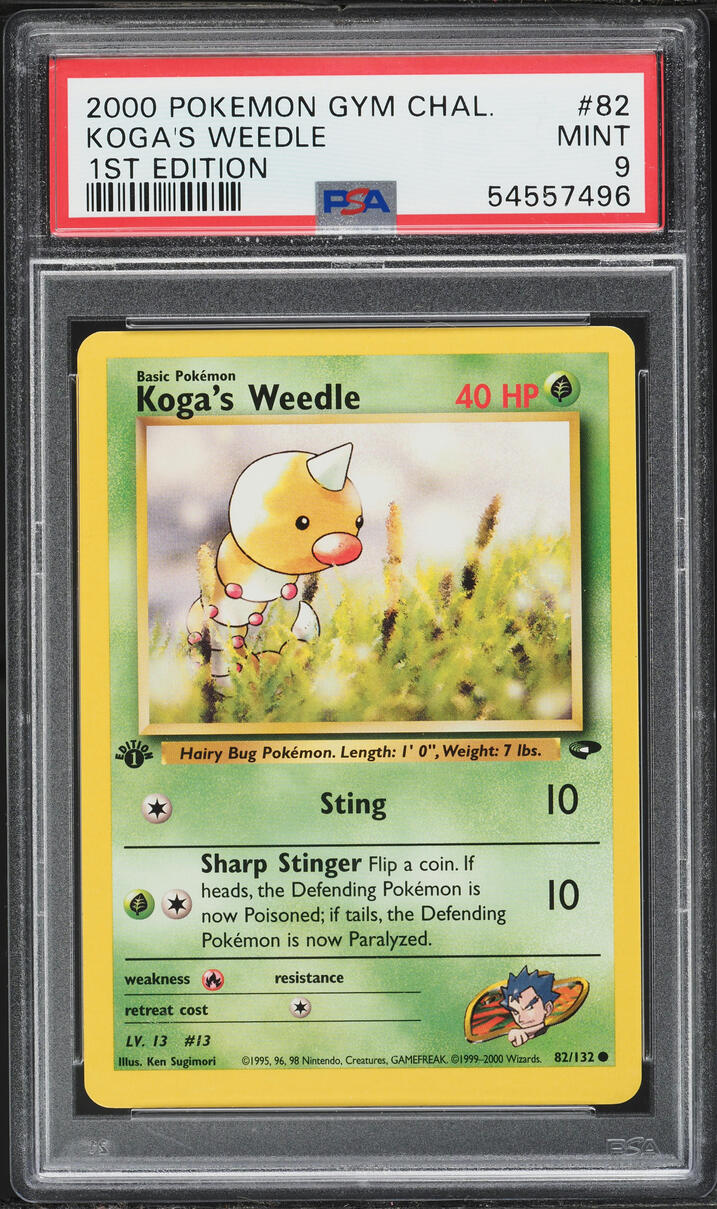 2000 Pokemon Gym Challenge 1st Edition Koga's Weedle #82 PSA 9 MINT