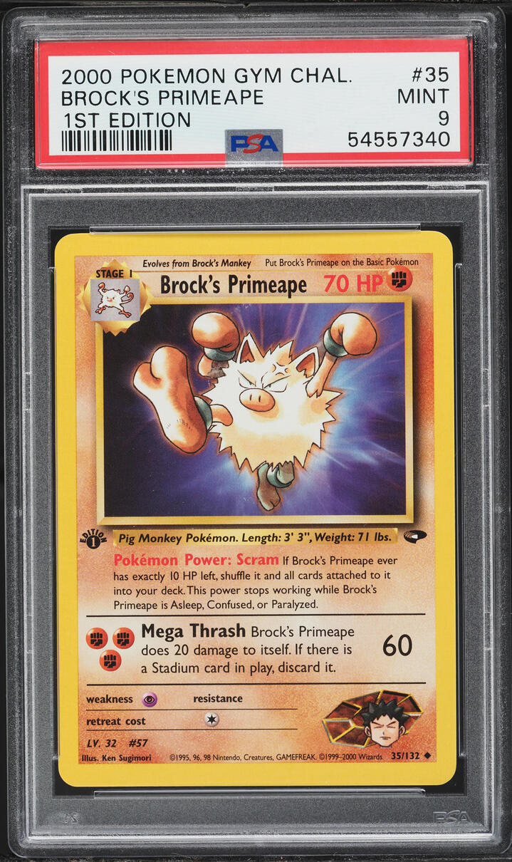 2000 Pokemon Gym Challenge 1st Edition Brock's Primeape #35 PSA 9 MINT