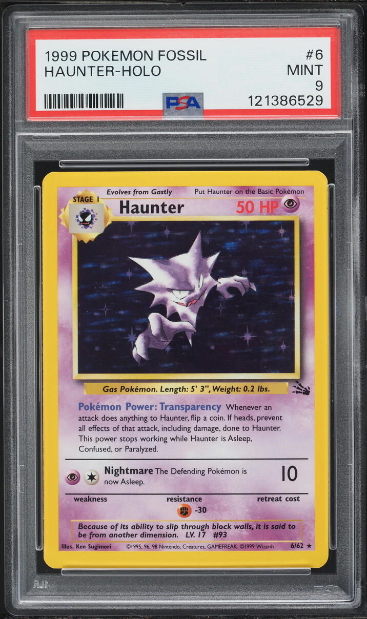 1999 Pokemon Fossil Holo Haunter #6 PSA 9 MINT