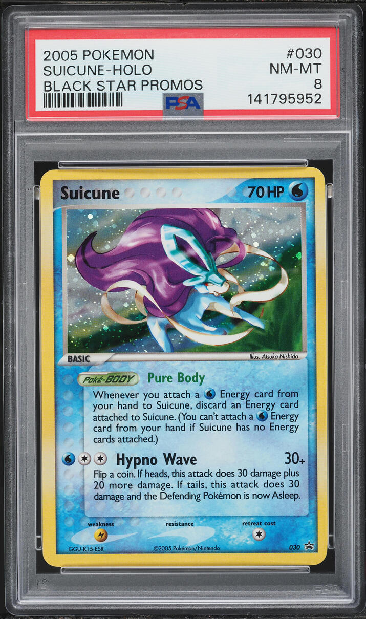 2005 Pokemon Black Star Promo Holo Suicune #30 PSA 8 NM-MT