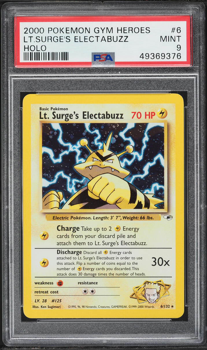 2000 Pokemon Gym Heroes Holo Lt. Surge's Electabuzz #6 PSA 9 MINT