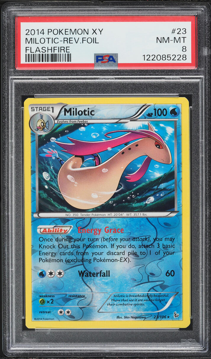 2014 Pokemon XY Flashfire Reverse Holo Milotic #23 PSA 8 NM-MT