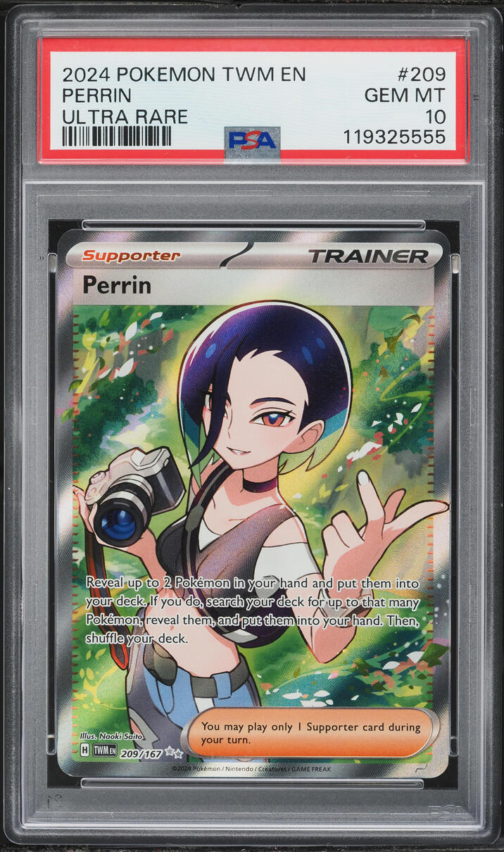 2024 Pokemon Scarlet & Violet Twilight Masquerade Full Art Perrin #209 PSA 10 GEM MINT