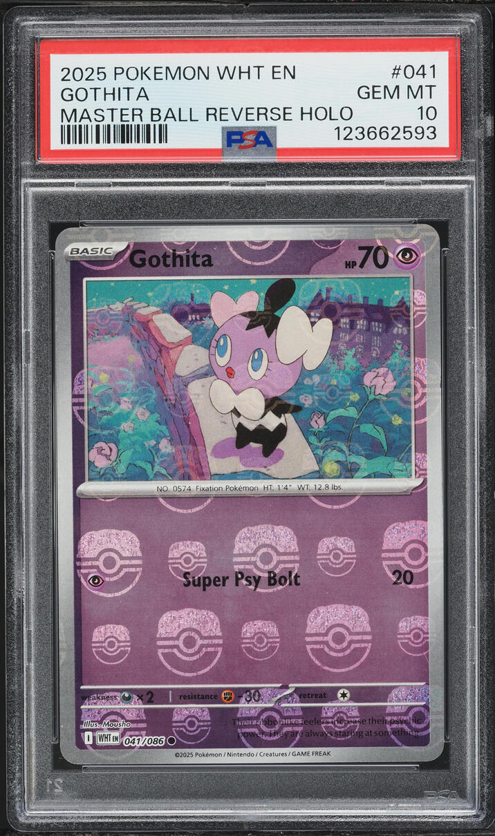 2025 Pokemon SV White Flare Master Ball Reverse Holo Gothita #041 PSA 10 GEM MINT