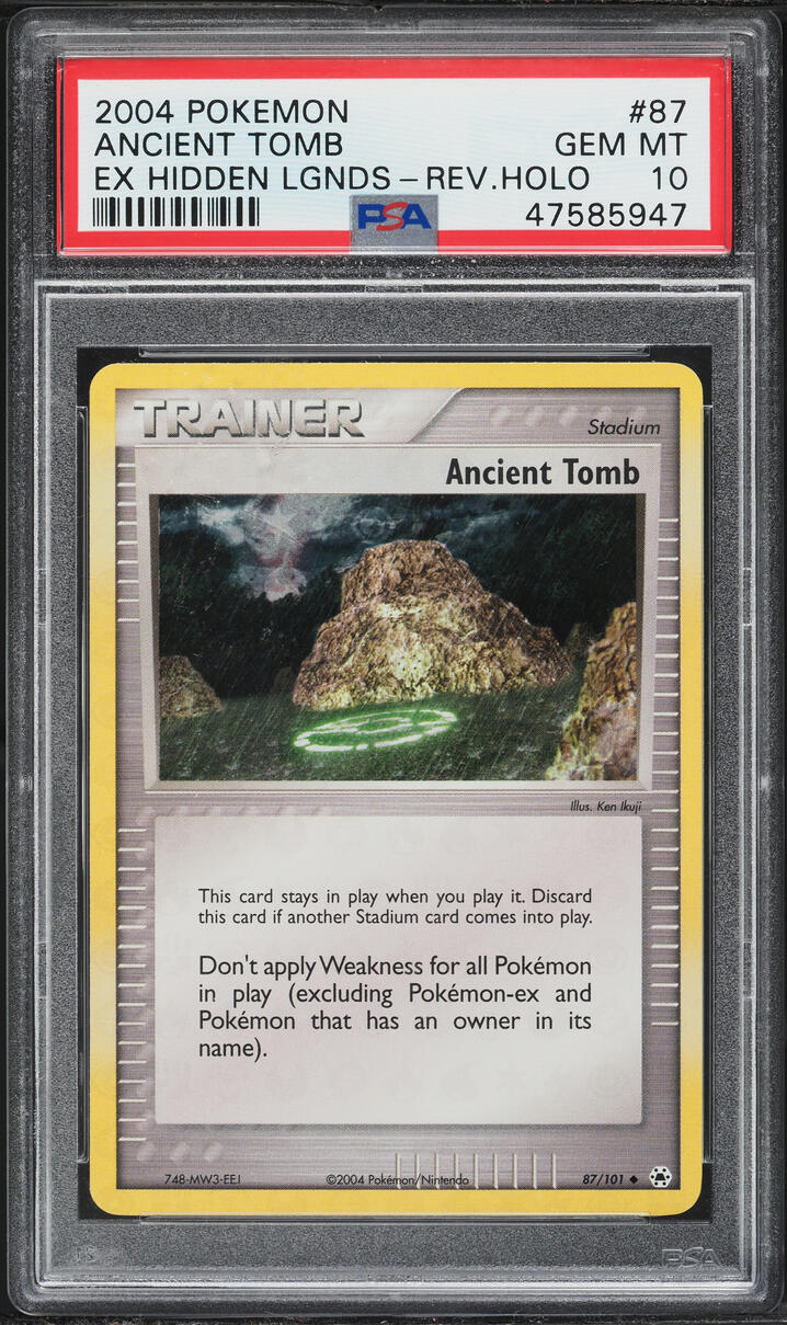 2004 Pokemon EX Hidden Legends Reverse Holo Ancient Tomb #87 PSA 10 GEM MINT