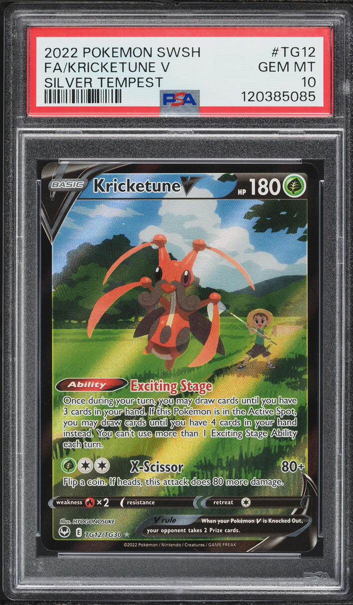 2022 Pokemon SWSH Silver Tempest CHR Kricketune V #TG12 PSA 10 GEM MINT