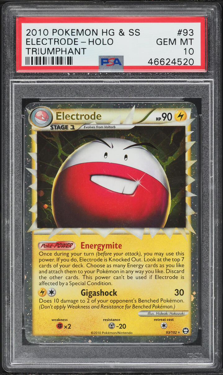 2010 Pokemon HeartGold & SoulSilver Triumphant Holo Electrode #93 PSA 10 GEM MINT