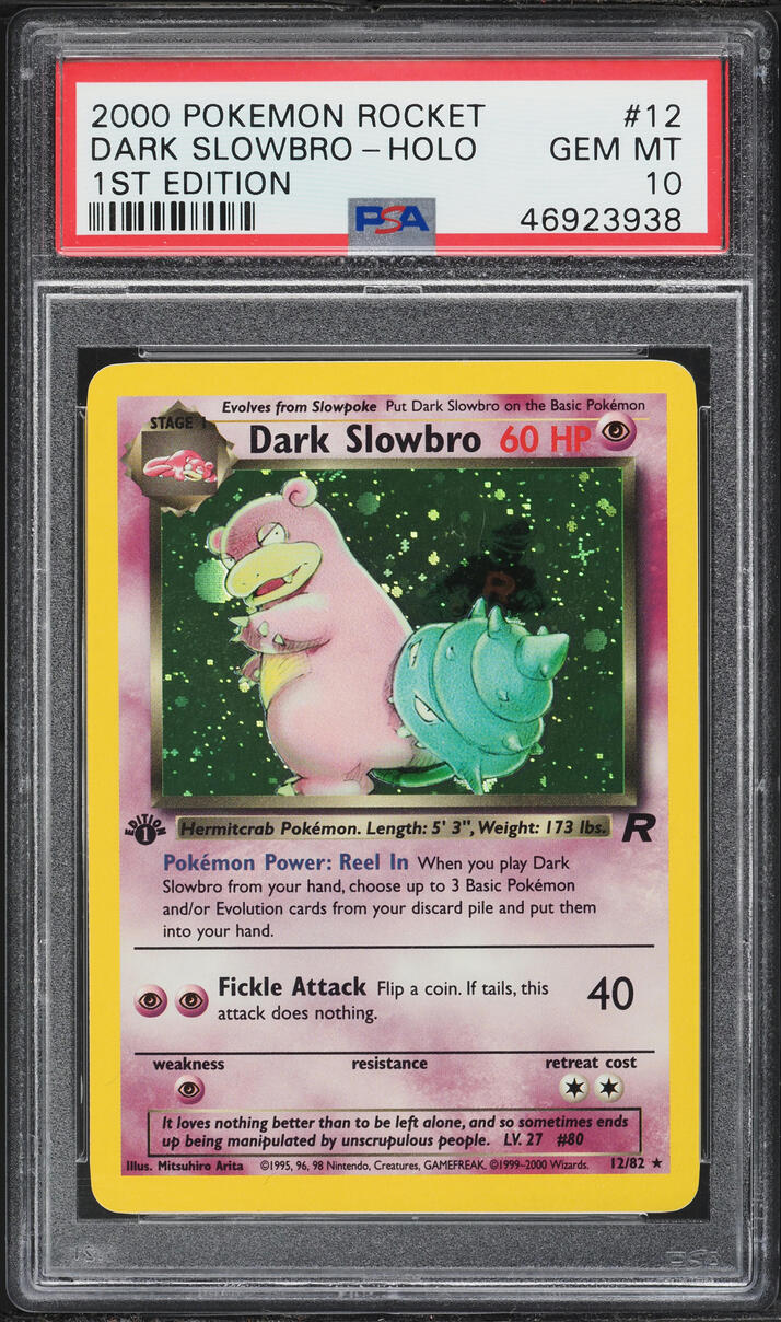 2000 Pokemon Team Rocket 1st Edition Holo Dark Slowbro #12 PSA 10 GEM MINT