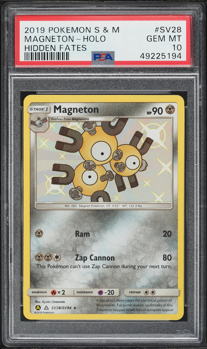 2019 Pokemon Sun & Moon Hidden Fates Shiny Magneton #SV28 PSA 10 GEM MINT