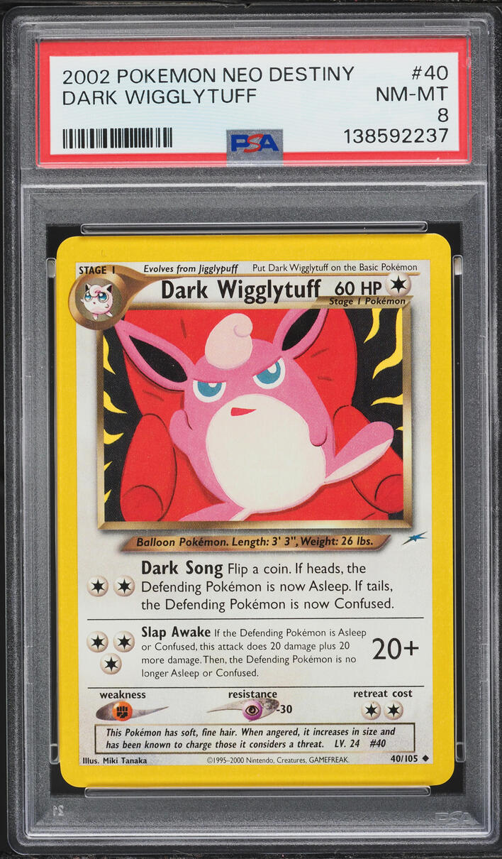 2002 Pokemon Neo Destiny Dark Wigglytuff #40 PSA 8 NM-MT