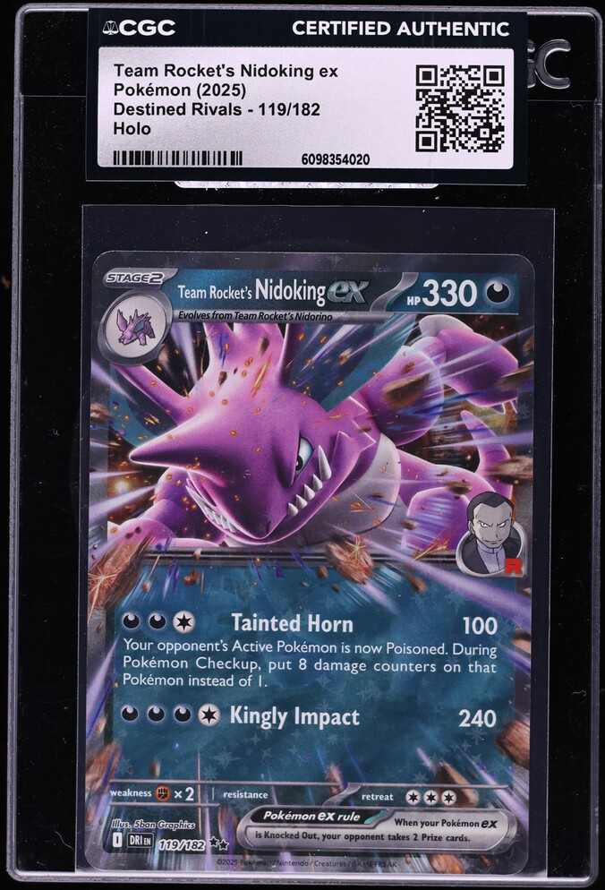 2025 Pokemon Scarlet & Violet Destined Rivals Holo Team Rocket's Nidoking ex #119 CGC AUTH