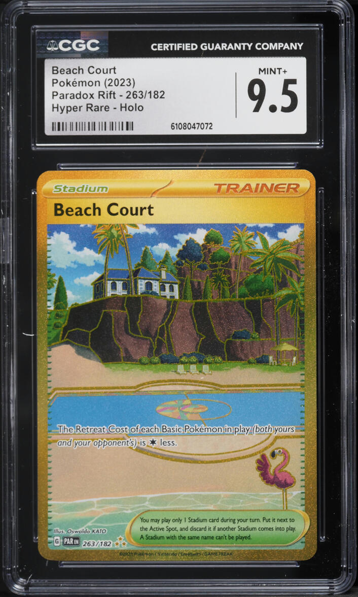 2023 Pokemon Scarlet & Violet Paradox Rift Gold Rare Beach Court #263 CGC 9.5 MINT+