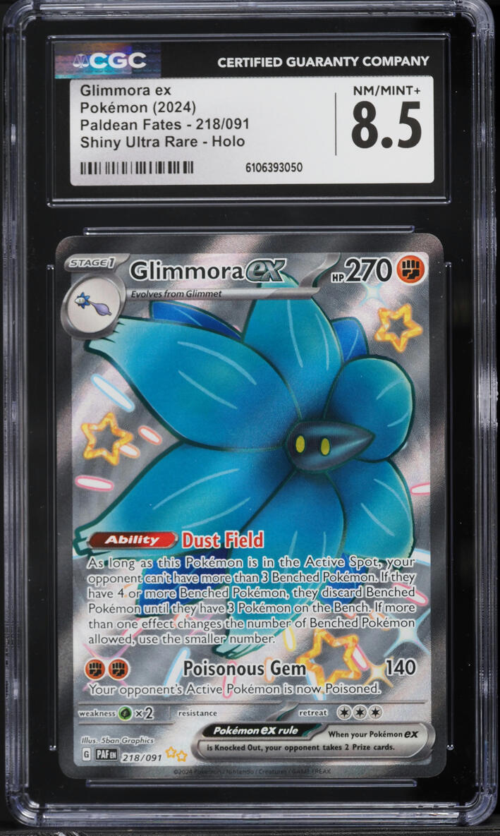 2024 Pokemon Scarlet & Violet Paldean Fates Full Art Glimmora ex #218 CGC 8.5 NM-MT+