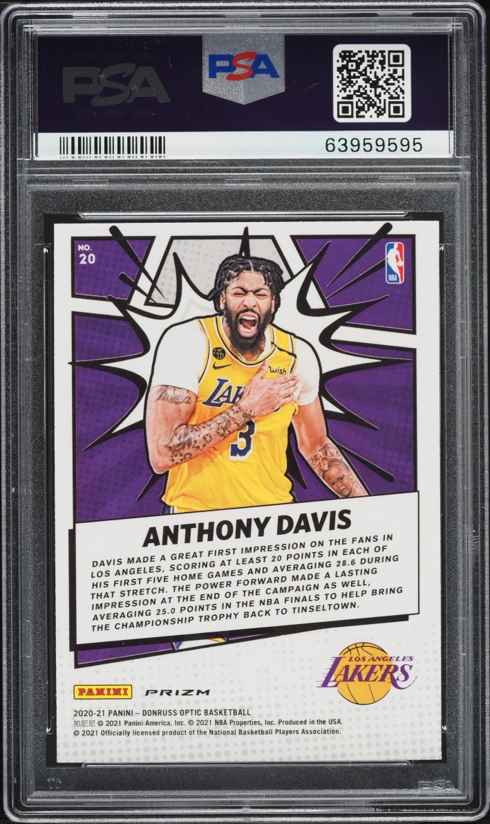 2020 Donruss Optic My House! Gold Wave Anthony Davis #20 PSA 9 MINT - Photo 2
