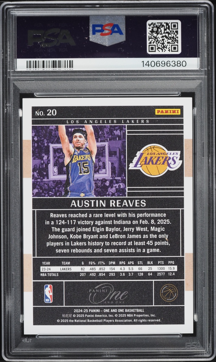 2024 Panini One And One Austin Reaves 1/75 #20 PSA 9 MINT - Photo 2