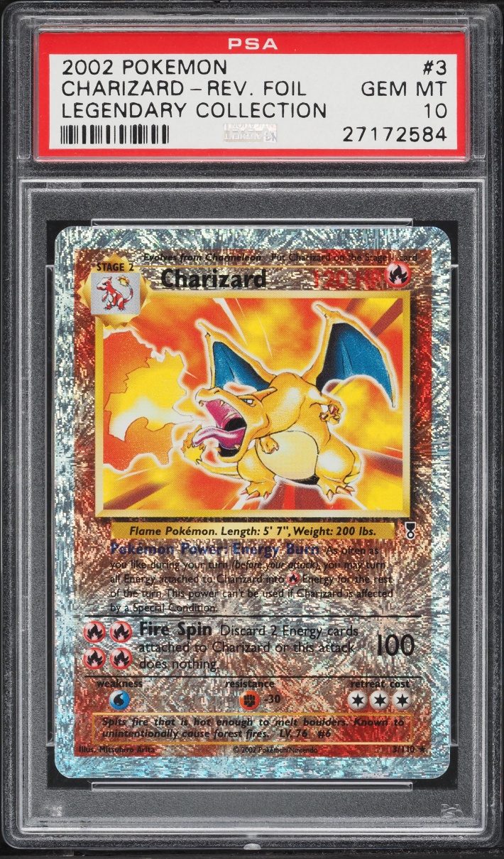 2002 Pokemon Legendary Collection Reverse Holo Charizard #3 PSA 10 GEM MINT