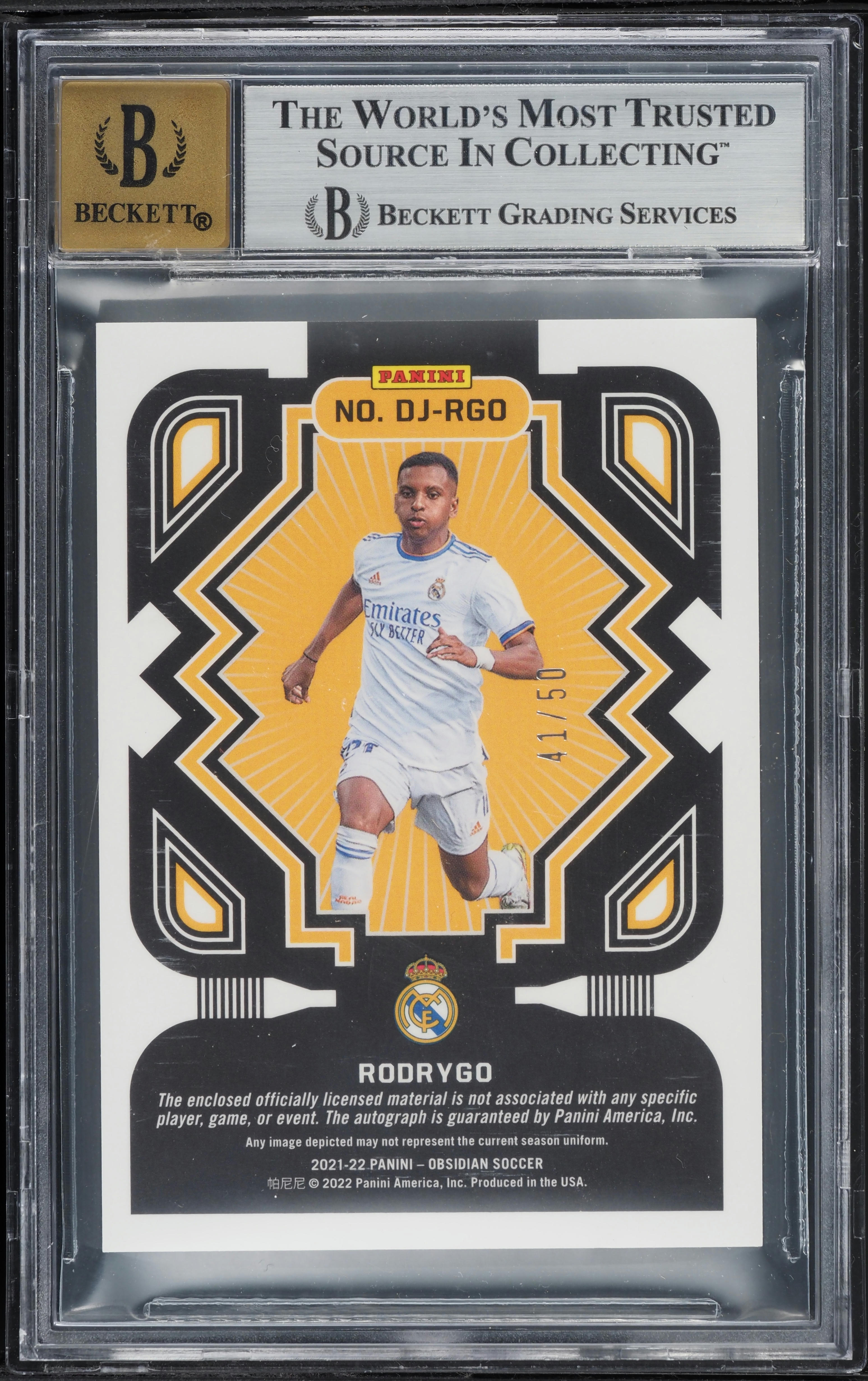 2021 Panini Obsidian Dual Jersey Ink E/E Orange Rodrygo