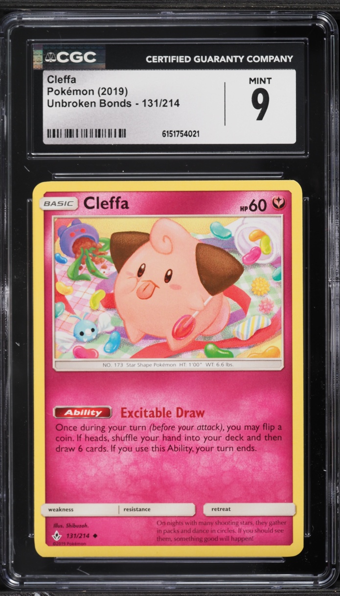 2019 Pokemon Sun & Moon Unbroken Bonds Cleffa #131 CGC 9 MINT
