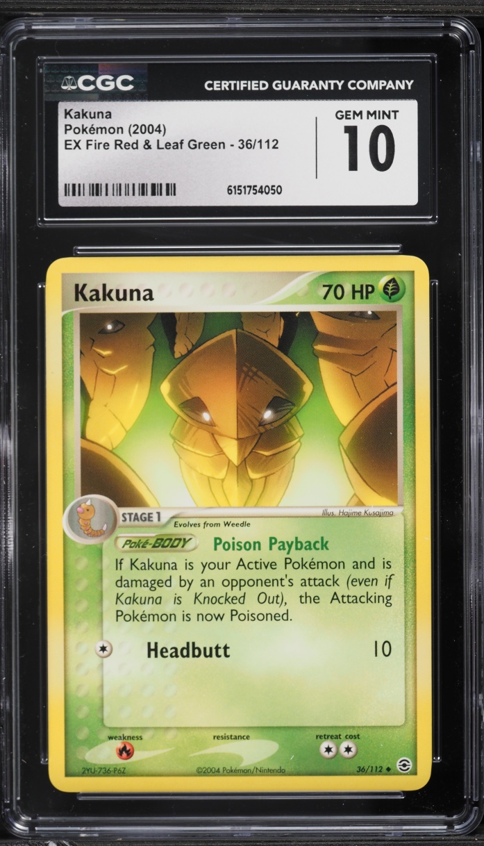 2004 Pokemon Ex Fire Red & Leaf Green Kakuna #36 CGC 10 GEM MINT