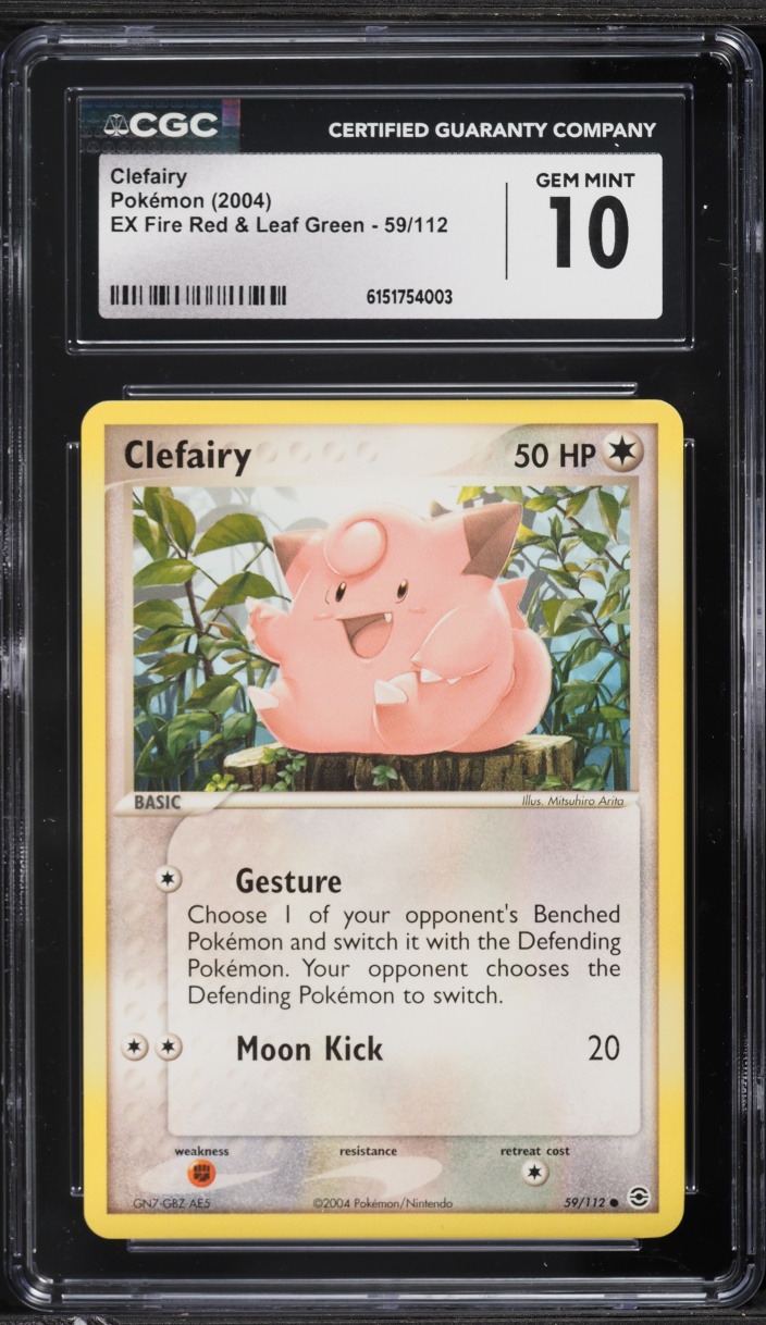 2004 Pokemon Ex Fire Red & Leaf Green Clefairy #59 CGC 10 GEM MINT