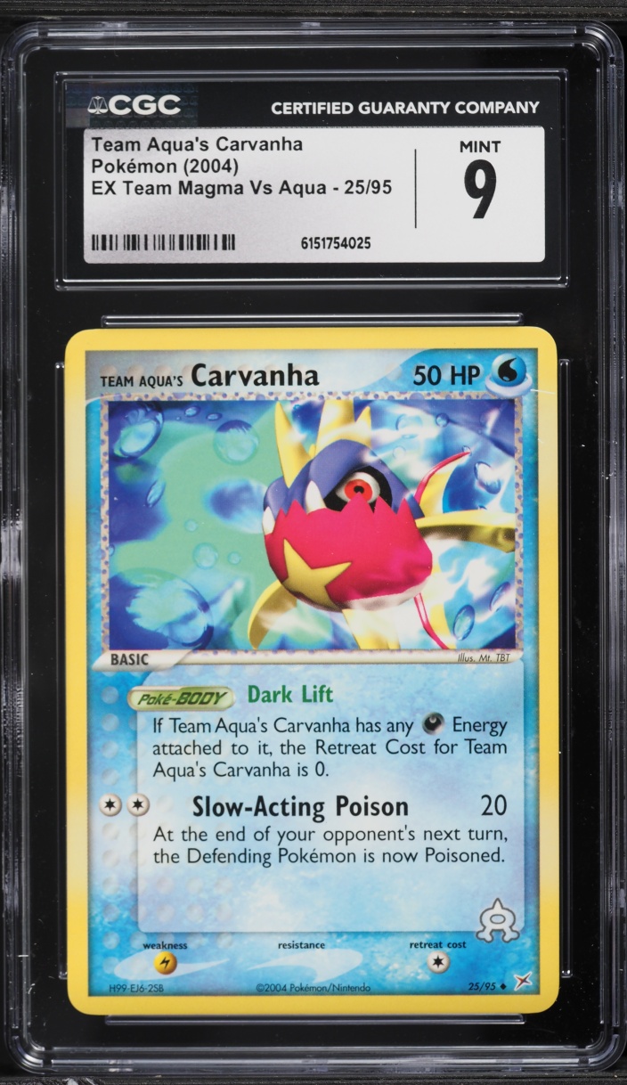 2004 Pokemon Ex Team Magma Vs Aqua Team Aqua's Carvanha #25 CGC 9 MINT