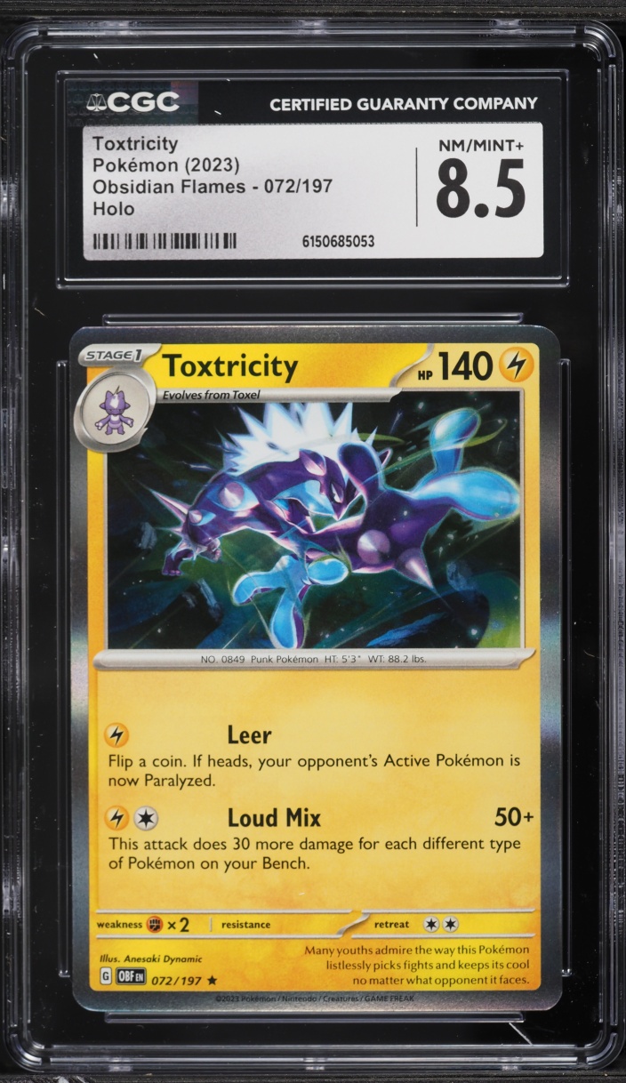 2023 Pokemon Scarlet & Violet Obsidian Flames Holo Toxtricity #72 CGC 8.5 NM-MT+