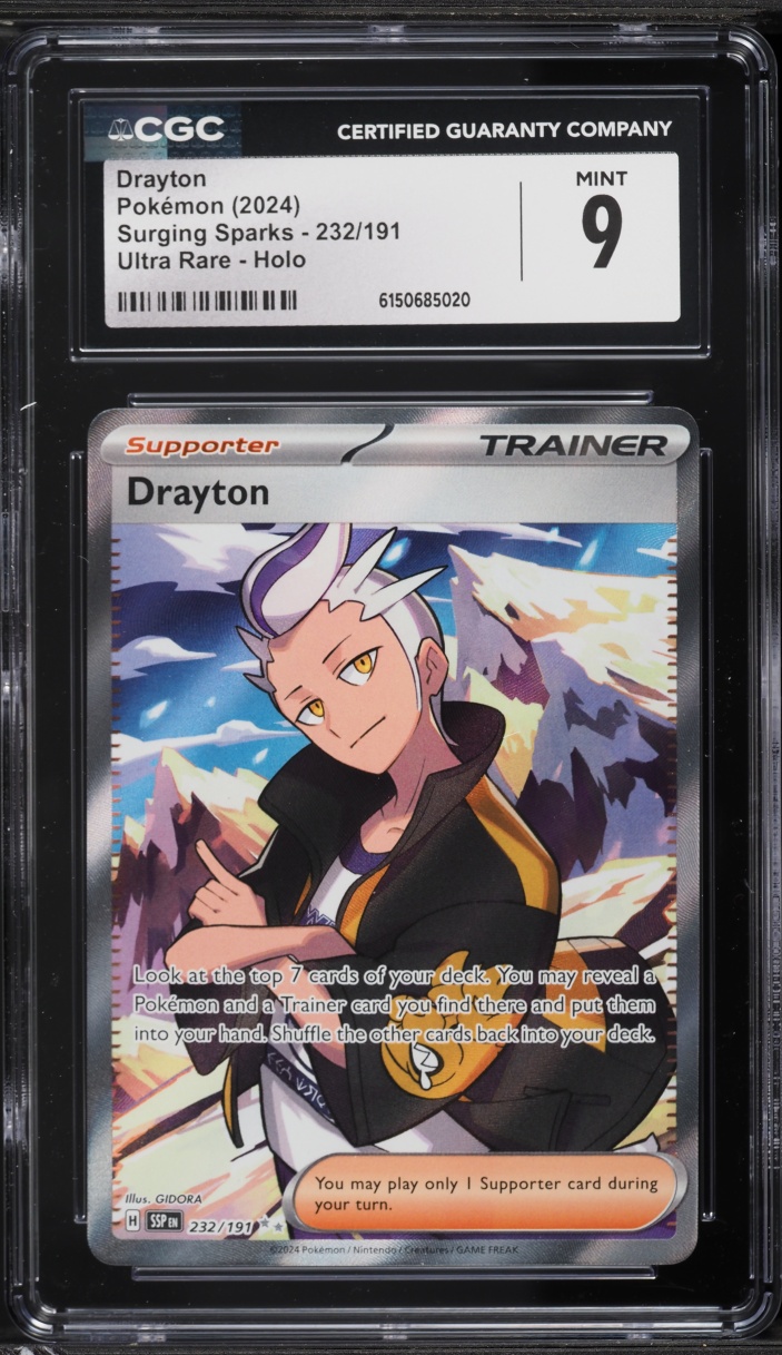 2024 Pokemon Scarlet & Violet Surging Sparks Full Art Drayton #232 CGC 9 MINT