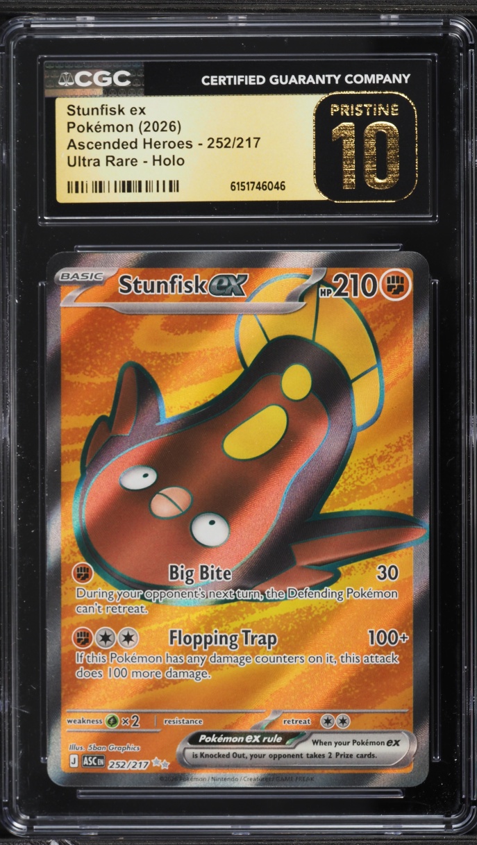 2026 Pokemon Mega Evolution Ascended Heroes Full Art Stunfisk EX #252 CGC 10 PRISTINE