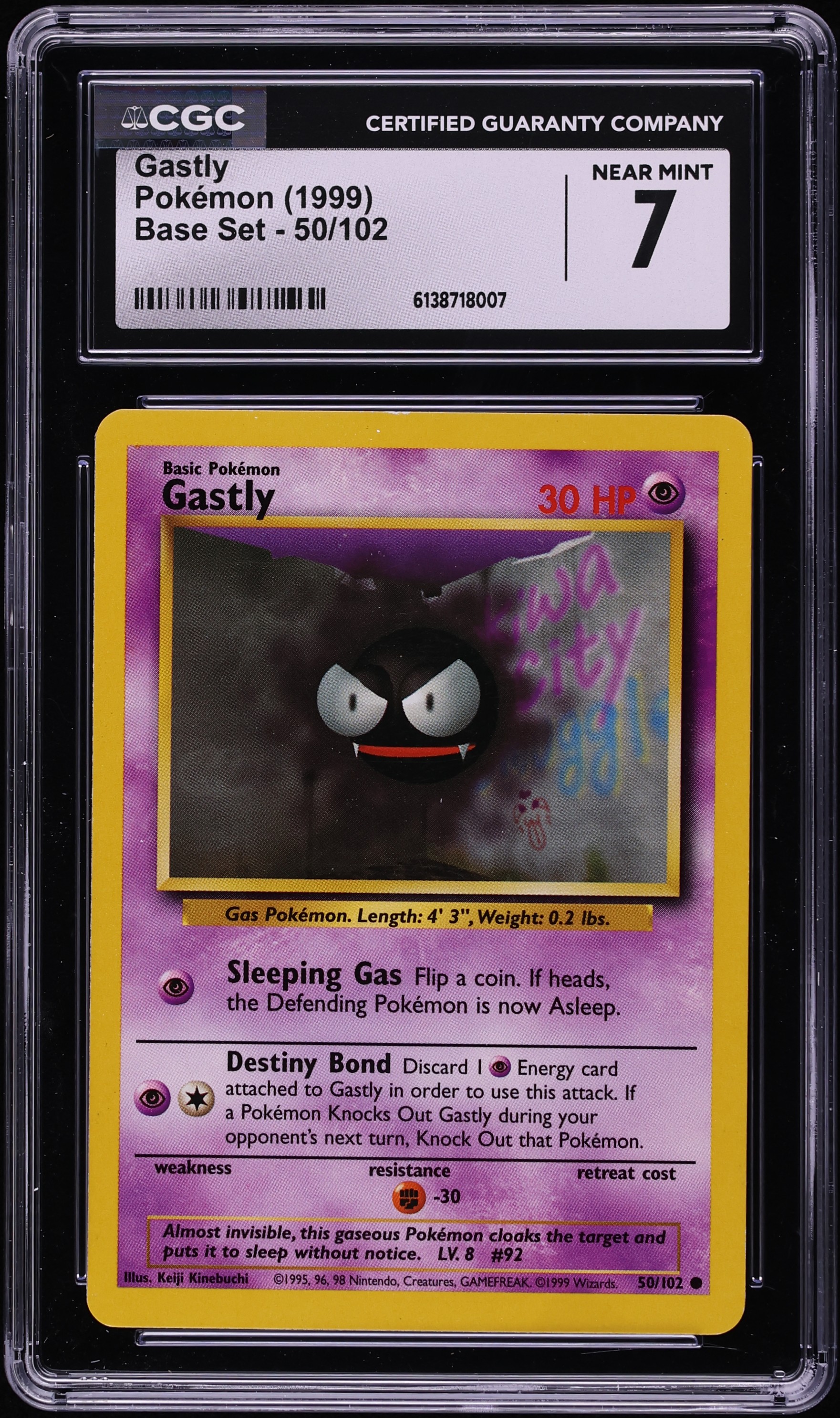 1999 Pokemon Base Set Gastly #50 CGC 7 NRMT