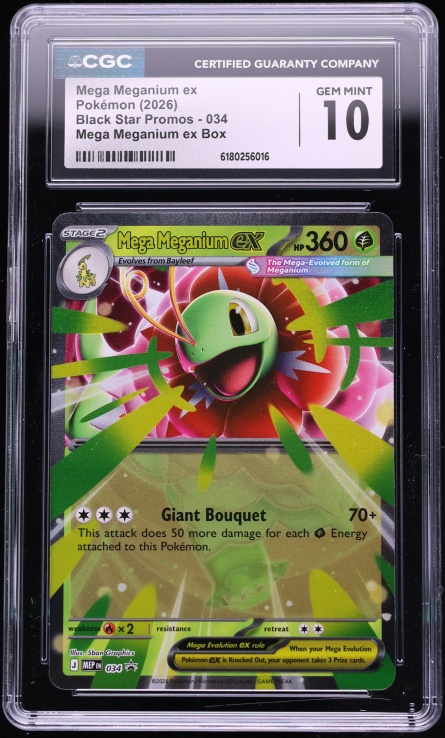 2026 Pokemon Mega Evolution Black Star Promo Box Mega Meganium ex #034 CGC 10 GEM MINT