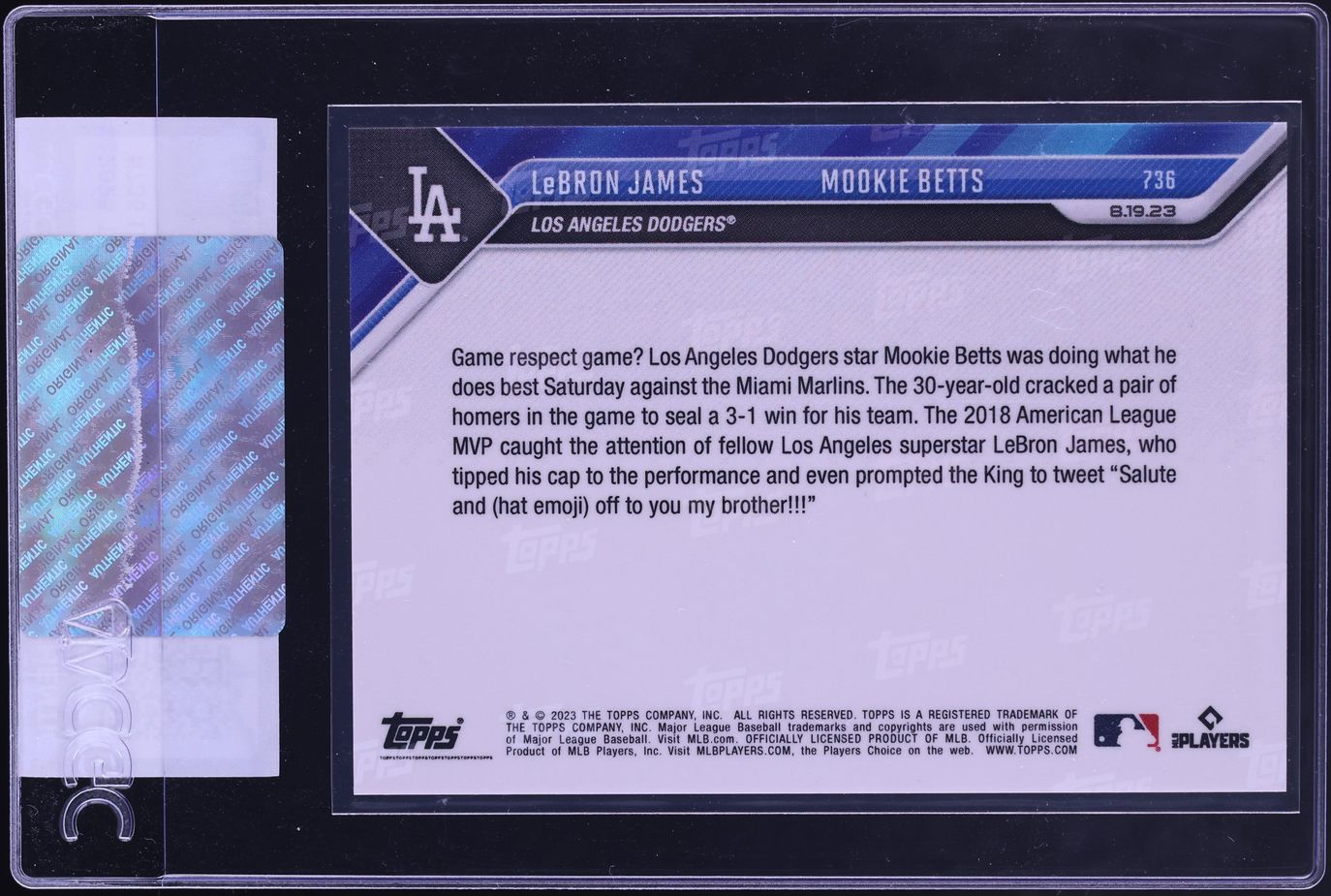 2023 Topps Now LeBron James Mookie Betts #736 CGC AUTH