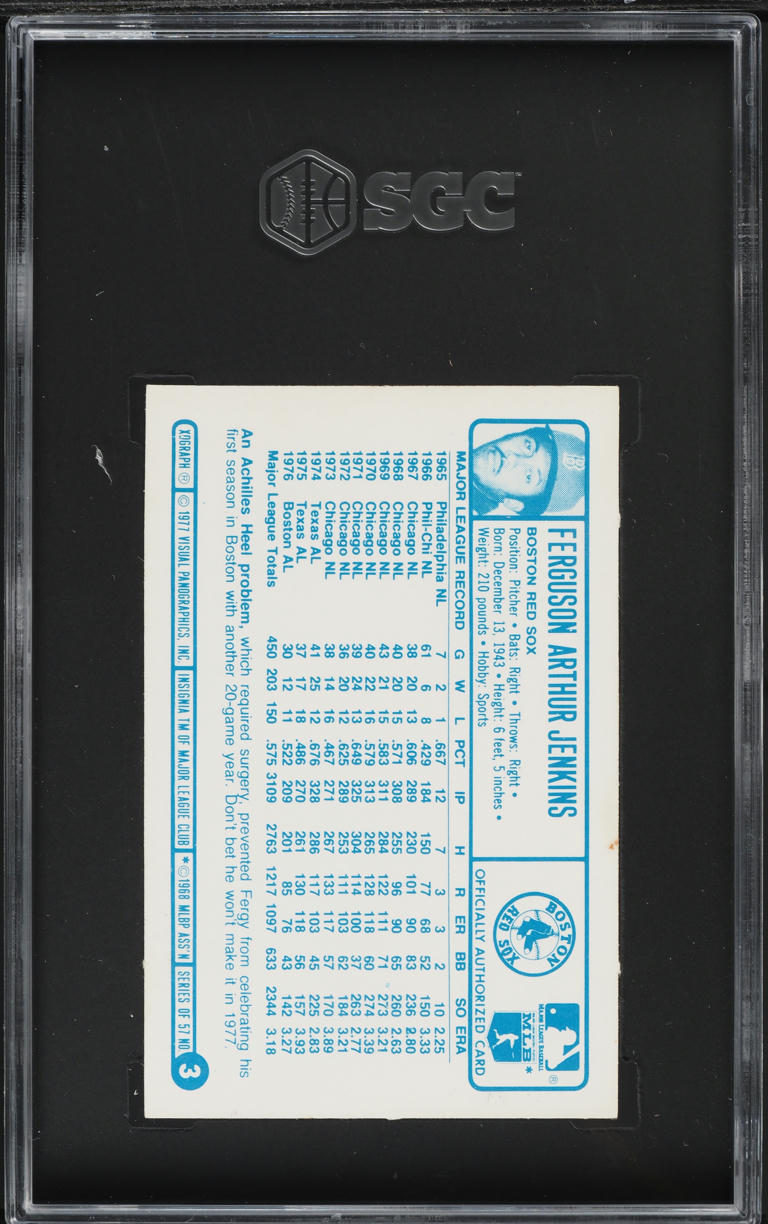 1977 Kellogg's Fergie Jenkins #3 SGC 3 VG