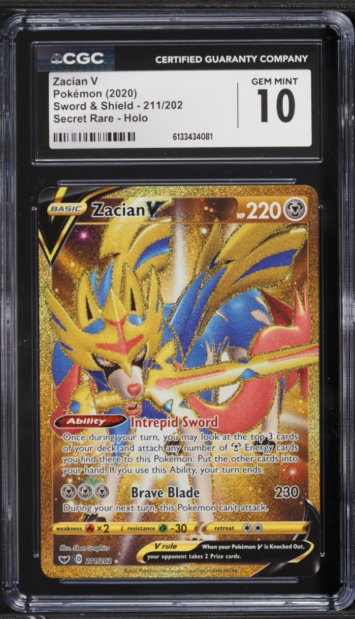2020 Pokemon Sword & Shield Gold Rare Zacian V #211 CGC 10 GEM MINT