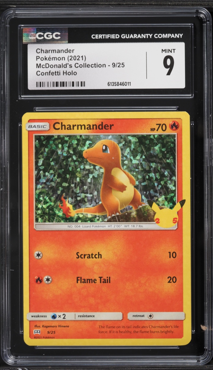 2021 Pokemon Sword & Shield McDonald's Confetti Holo Charmander #9 CGC 9 MINT