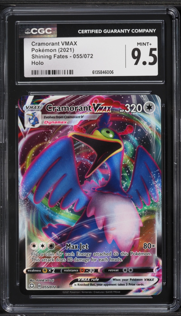 2021 Pokemon Sword & Shield Shining Fates Full Art Cramorant VMAX #55 CGC 9.5 MINT+