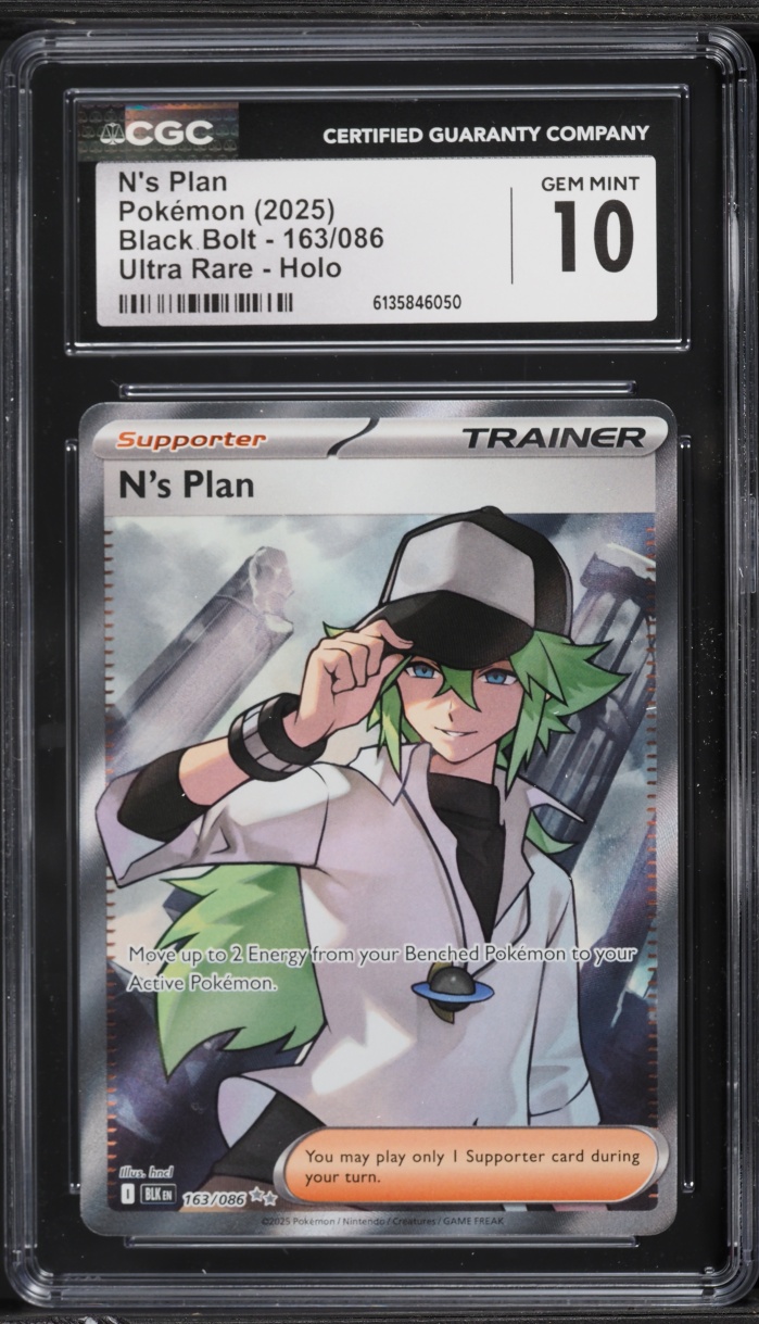 2025 Pokemon Scarlet & Violet Black Bolt Full Art N's Plan #163 CGC 10 GEM MINT