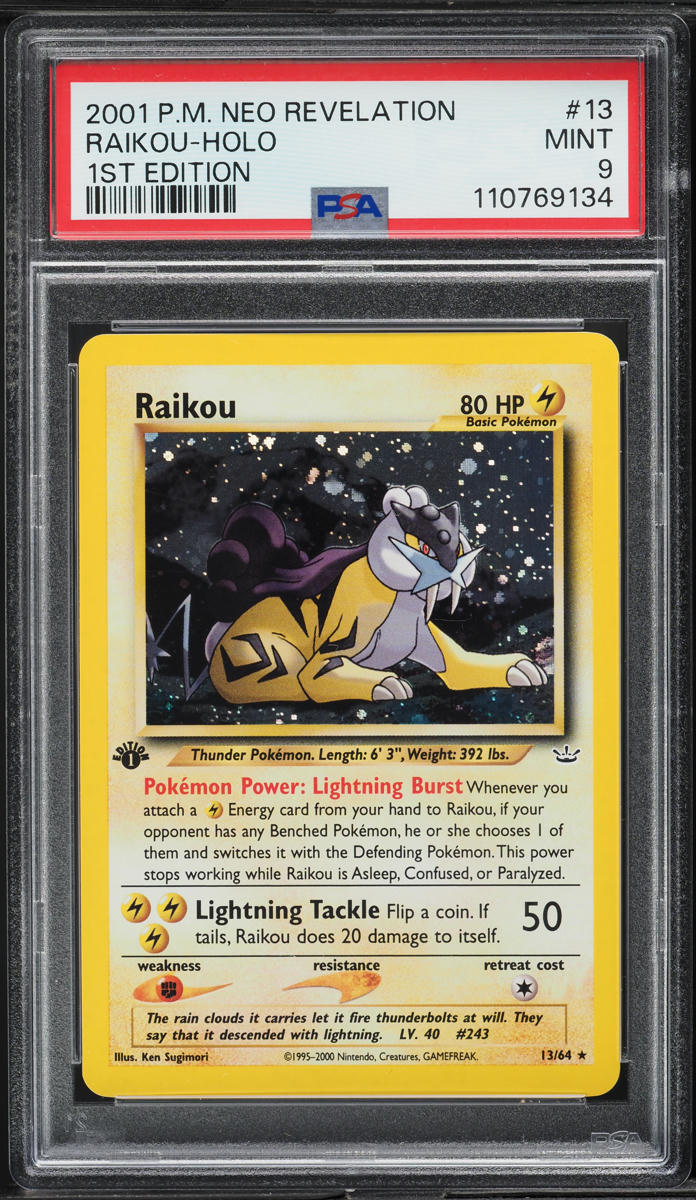 2001 Pokemon Neo Revelation 1st Edition Holo Raikou #13 PSA 9 MINT