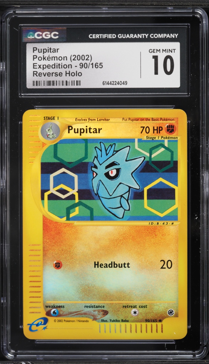 2002 Pokemon Expedition Reverse Holo Pupitar #90 CGC 10 GEM MINT