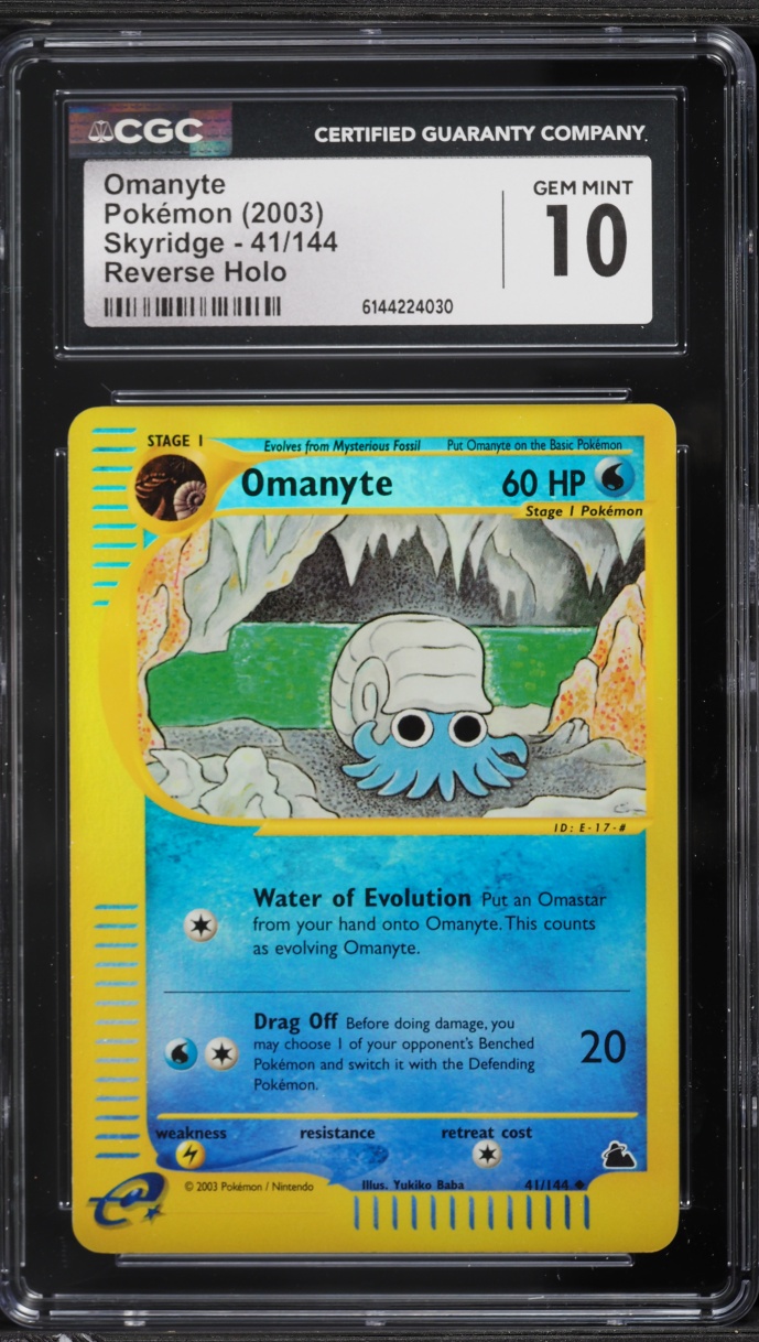 2003 Pokemon Skyridge Reverse Holo Omanyte #41 CGC 10 GEM MINT