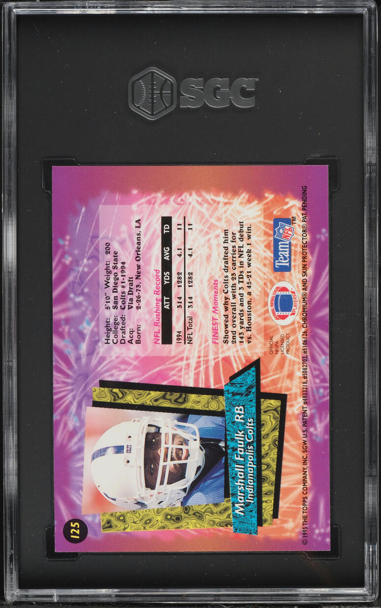1995 Finest Refractor Marshall Faulk #125 SGC 8 NM-MT