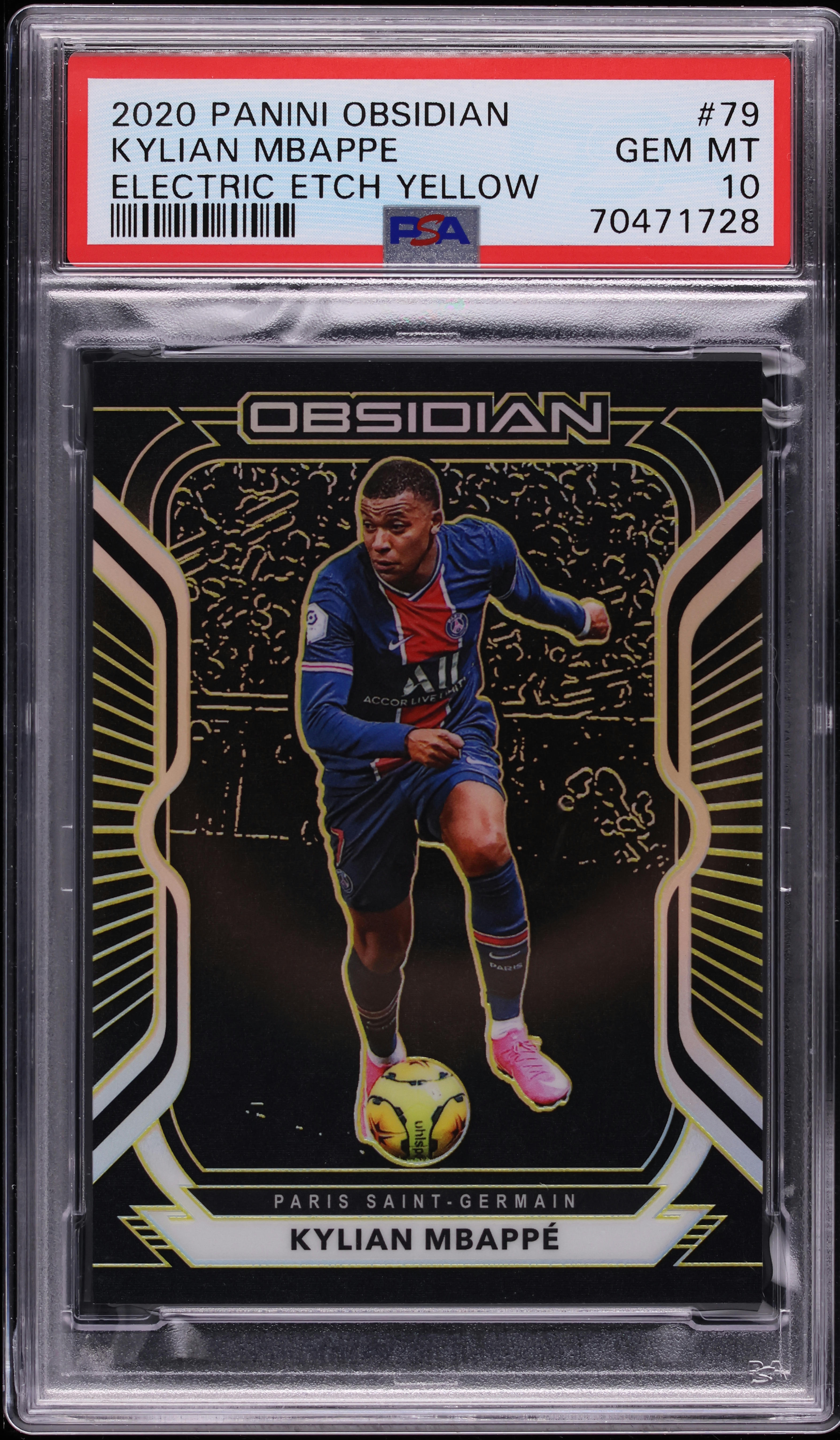 2020 Panini Obsidian Electric Etch Yellow Kylian Mbappe 10/10 #79