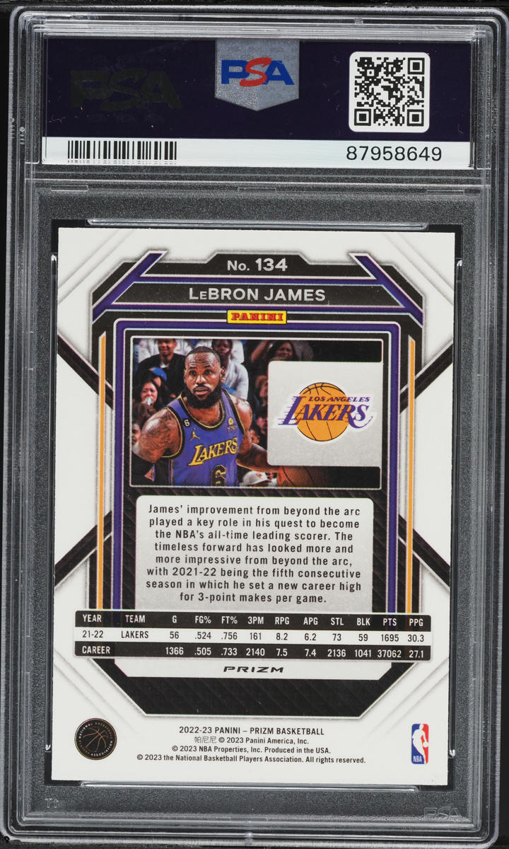 2022 Panini Prizm Blue Yellow Green Choice LeBron James #134 PSA 10 GEM MINT