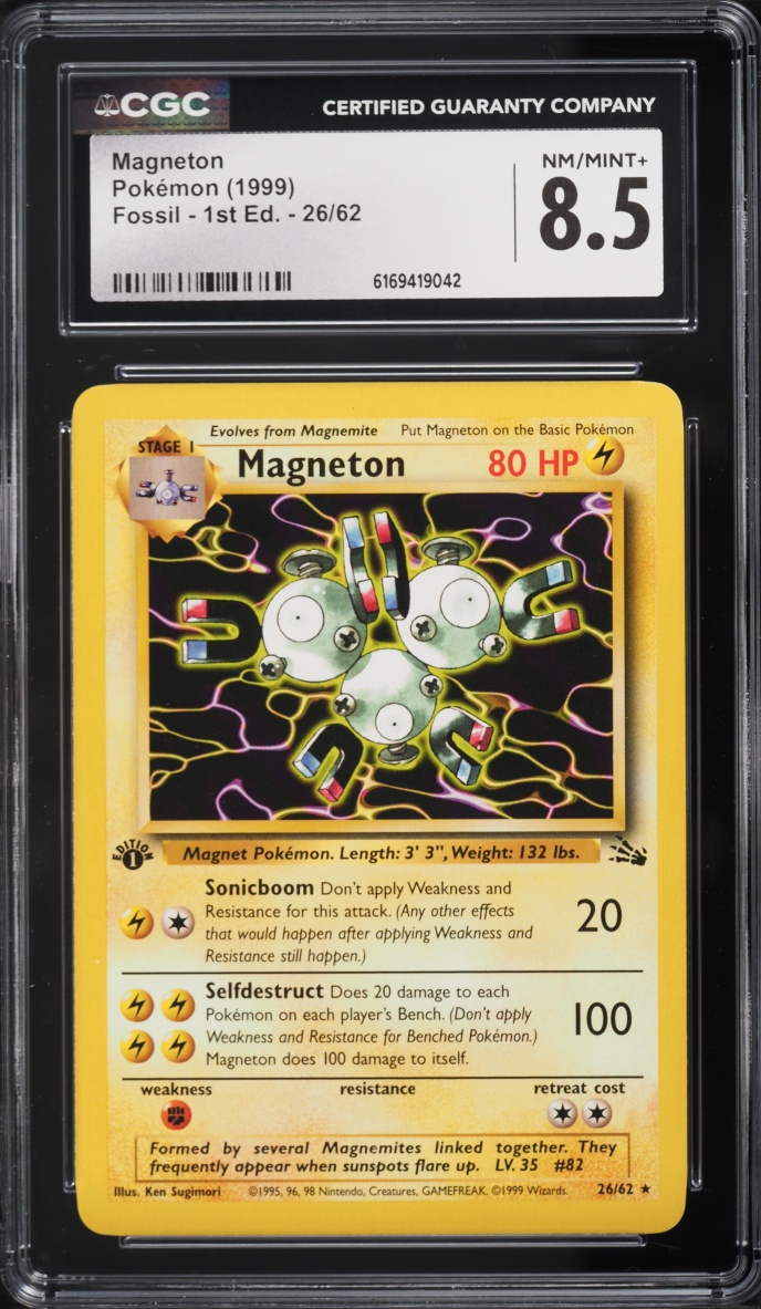 1999 Pokemon Fossil 1st Edition Magneton #26 CGC 8.5 NM-MT+