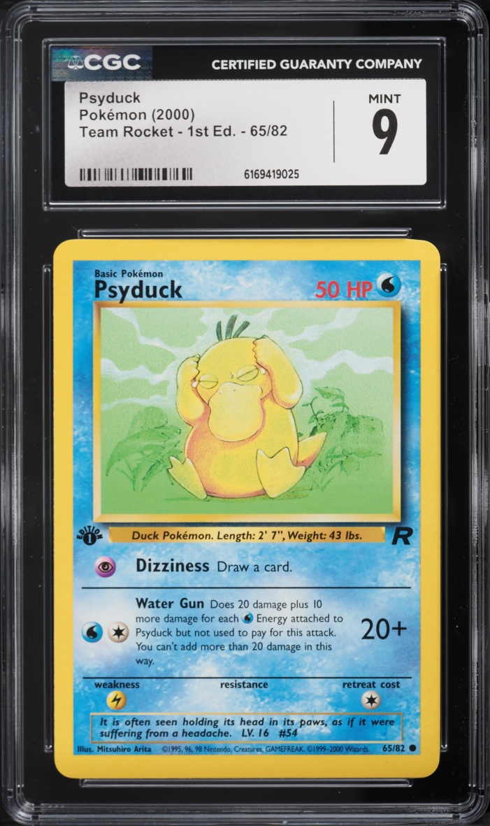 2000 Pokemon Team Rocket 1st Edition Psyduck #65 CGC 9 MINT