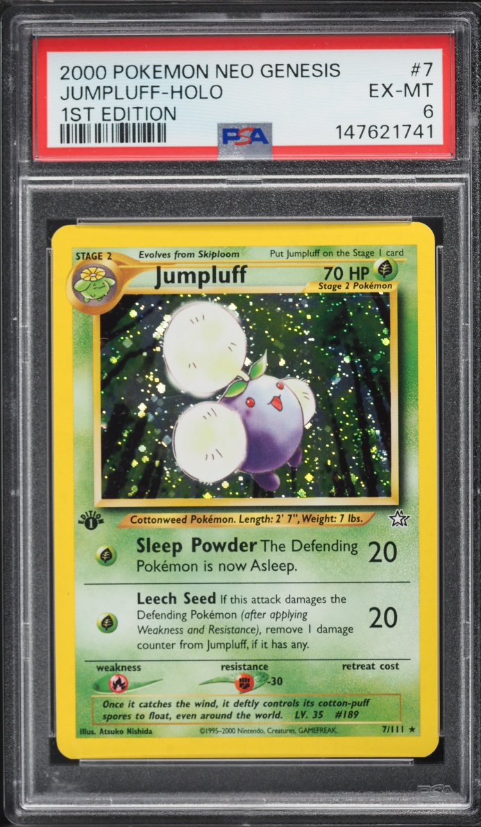 2000 Pokemon Neo Genesis 1st Edition Holo Jumpluff #7 PSA 6 EXMT