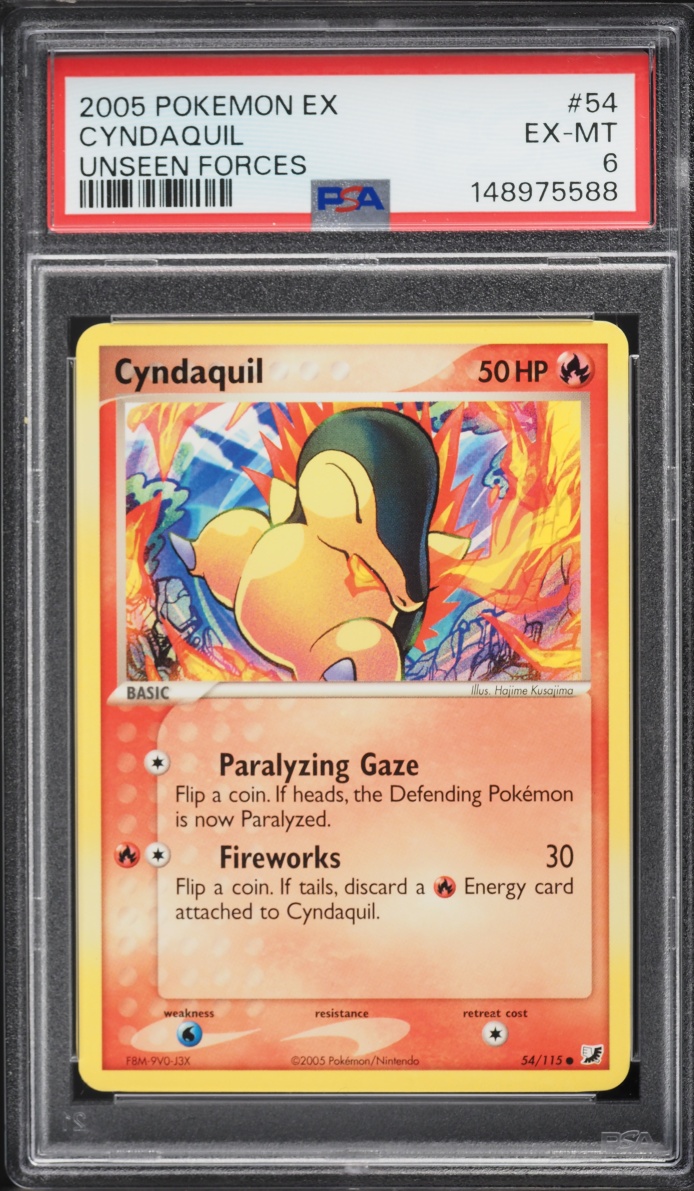 2005 Pokemon Ex Unseen Forces Cyndaquil #54 PSA 6 EXMT