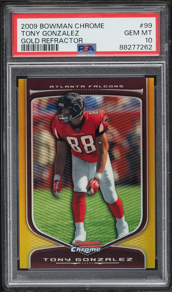 2009 Bowman Chrome Gold Refractor Tony Gonzalez /50 #99 PSA 10 GEM MINT - Photo 1